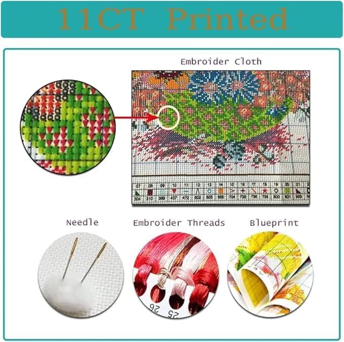 VIGEGU Christmas Stamped Cross Stitch Kits for Beginner,Christmas Santa Needlepoint Counted Cross Stitch Embroidery Kits for Adults,11CT Dimensions Counted Cross Stitch Patterns Arts Craft Kits 13.7x13.7 in - Image 5